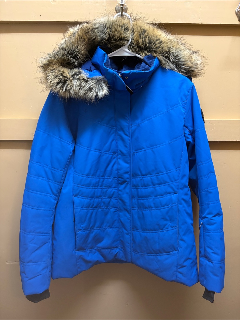 Obermeyer Bright Blue Faux-Fur Hooded Ski Jacket